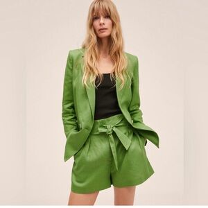NWT mango green linen shorts